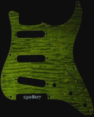 Strat Modern 11 hole pickguard Lime Green Curly Maple 807